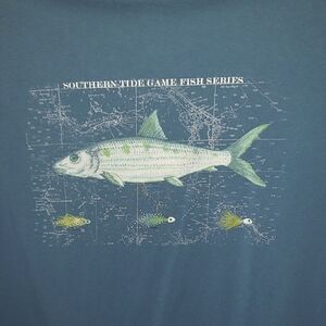 Southern Tide Blue Short Sleeve Tee- Game Fish Series Graphic Size: L